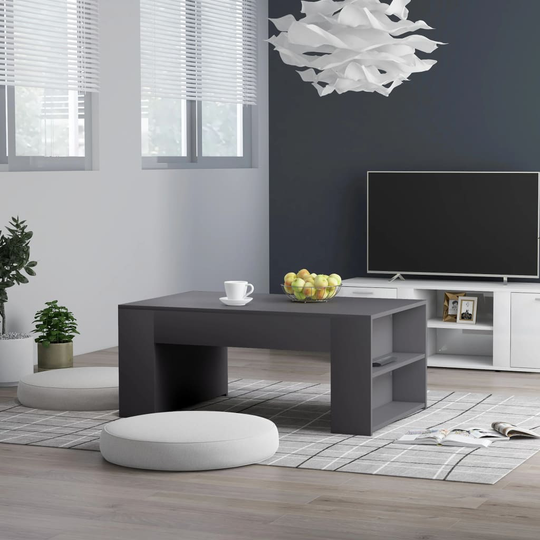 vidaXL Sohvapöytä harmaa 100x60x42 cm lastulevy