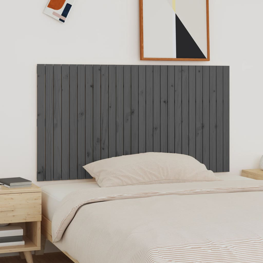 vidaXL Sängynpääty seinälle harmaa 166x3x90 cm täysi mänty
