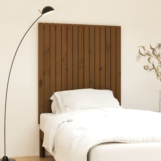 vidaXL Sängynpääty seinälle hunajanruskea 95,5x3x110 cm täysi mänty