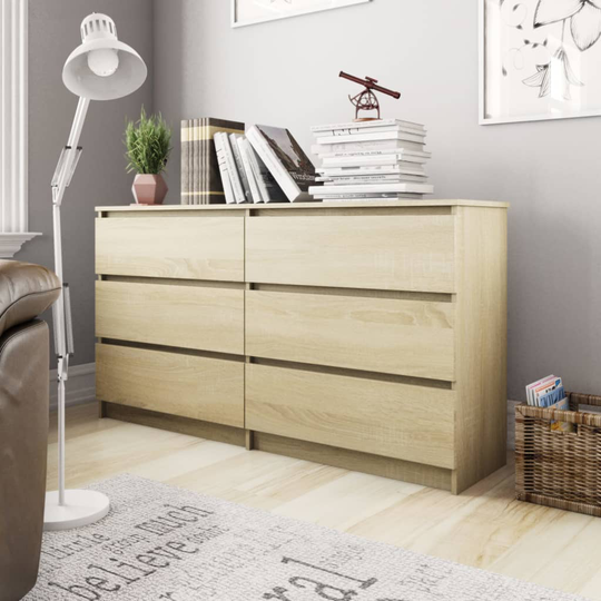 vidaXL Senkki Sonoma-tammi 140x35x76 cm lastulevy