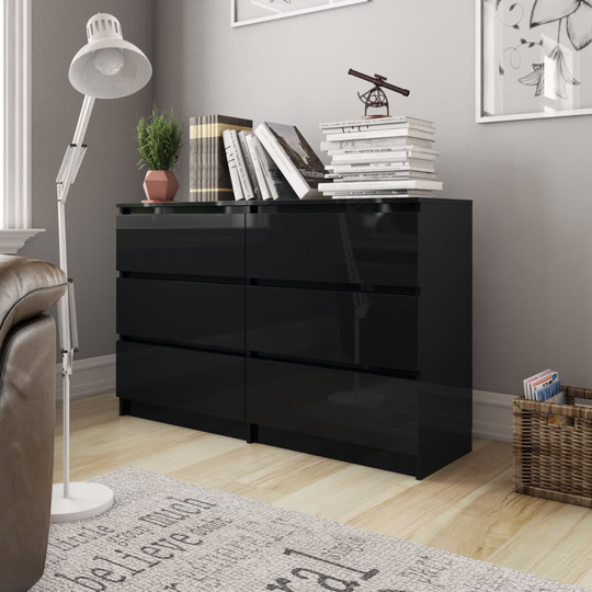 vidaXL Senkki korkeakiilto musta 120x35x76 cm lastulevy