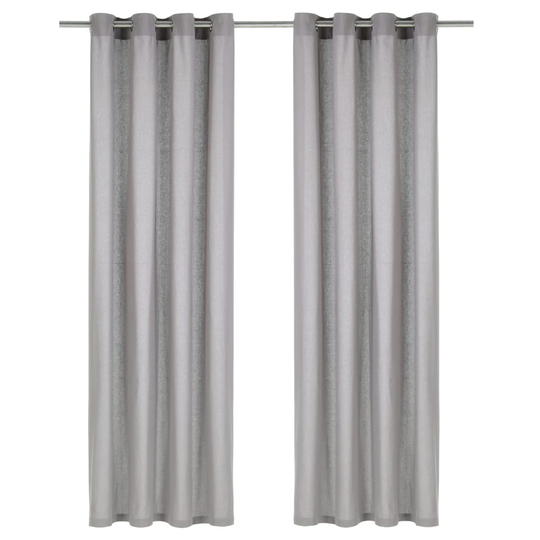 vidaXL Verhot metallirenkailla 2 kpl puuvilla 140x175 cm harmaa