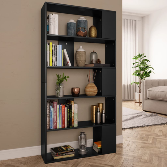 vidaXL Kirjahylly/tilanjakaja musta 80x24x159 cm lastulevy