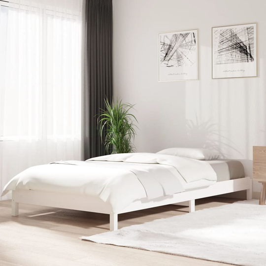 vidaXL Pinottava sänky valkoinen 90x200 cm täysi mänty