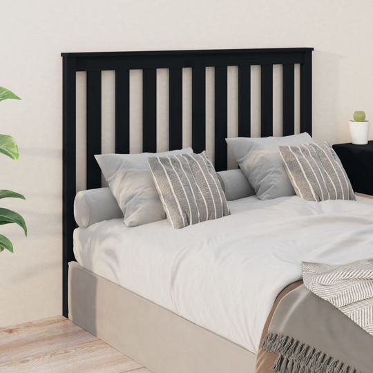 vidaXL Sängynpääty musta 126x6x101 cm täysi mänty