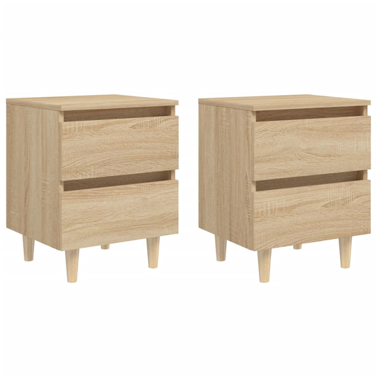 vidaXL Yöpöydät täysmäntyiset jalat 2 kpl Sonoma tammi 40x35x50 cm