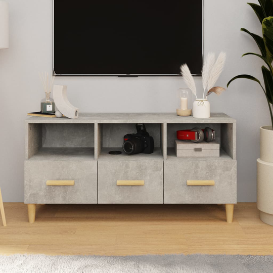 vidaXL TV-taso betoninharmaa 102x36x50 cm tekninen puu