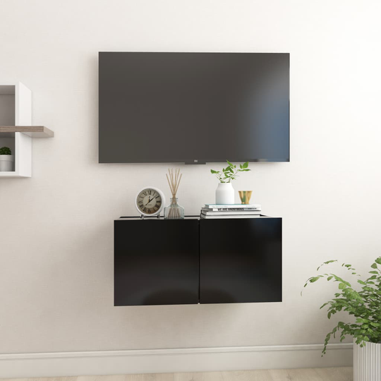 vidaXL Seinäkiinnitettävä TV-taso musta 60x30x30 cm