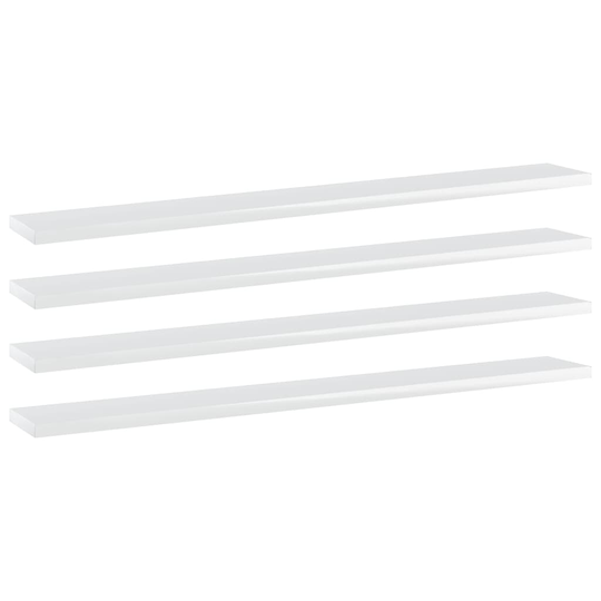 vidaXL Kirjahyllytasot 4 kpl korkeakiilto valk. 80x10x1,5 cm lastulevy