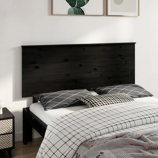 vidaXL Sängynpääty musta 154x6x82,5 cm täysi mänty