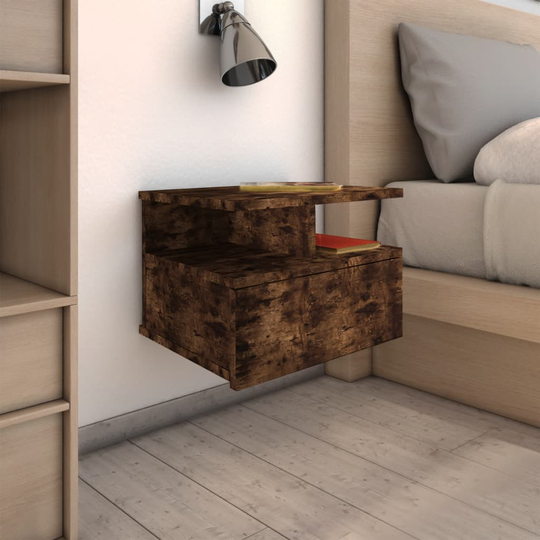 vidaXL Kelluvat yöpöydät 2 kpl savutammi 40x31x27 cm tekninen puu