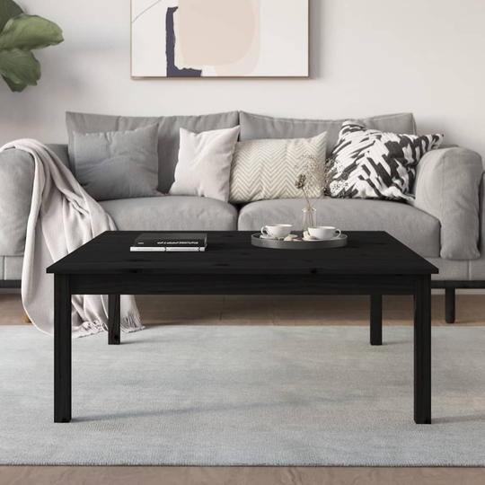 vidaXL Sohvapöytä musta 100x100x40 cm täysi mänty