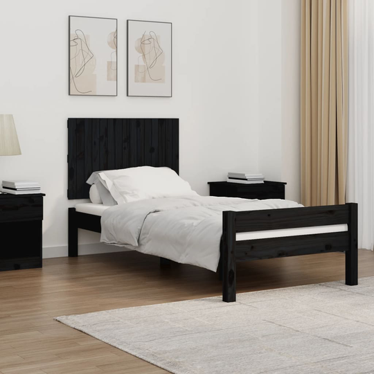 vidaXL Sängynpääty seinälle musta 95,5x3x60 cm täysi mänty