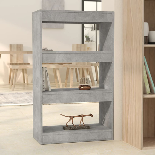 vidaXL Kirjahylly/tilanjakaja betoninharmaa 60x30x103 cm lastulevy