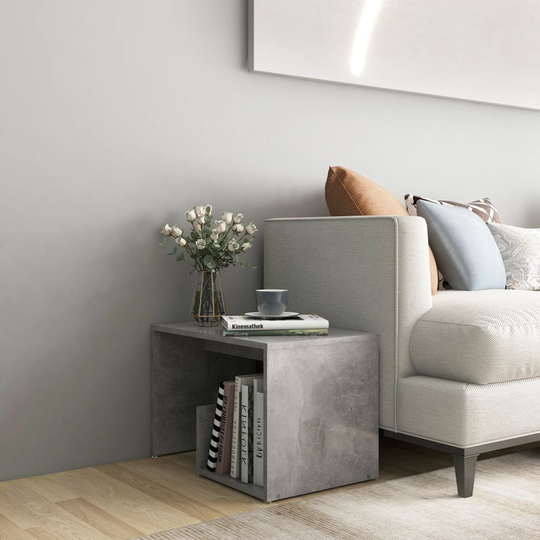 vidaXL Sivupöytä betoninharmaa 59x36x38 cm lastulevy