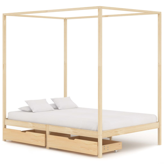 vidaXL Pylvässänky 2 vetolaatikolla täysi mänty 120x200 cm