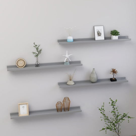 vidaXL Seinähyllyt 4 kpl harmaa 80x9x3 cm