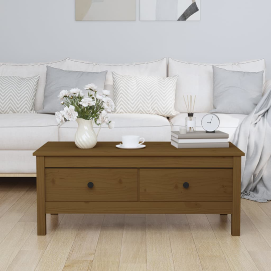 vidaXL Sohvapöytä hunajanruskea 100x50x40 cm täysi mänty