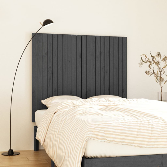 vidaXL Sängynpääty seinälle harmaa 127,5x3x110 cm täysi mänty