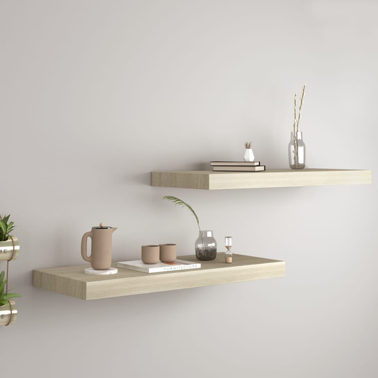 vidaXL Kelluvat seinähyllyt 2 kpl tammi 60x23,5x3,8 cm MDF