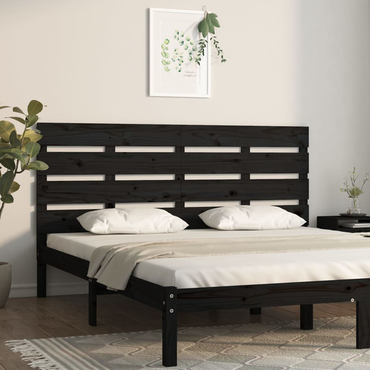 vidaXL Sängynpääty musta 160x3x80 cm täysi mänty