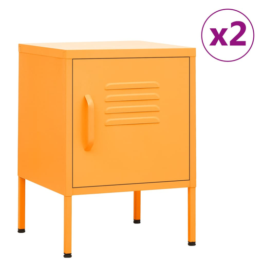 vidaXL Yöpöydät 2 kpl sinapinkeltainen 35x35x51 cm teräs
