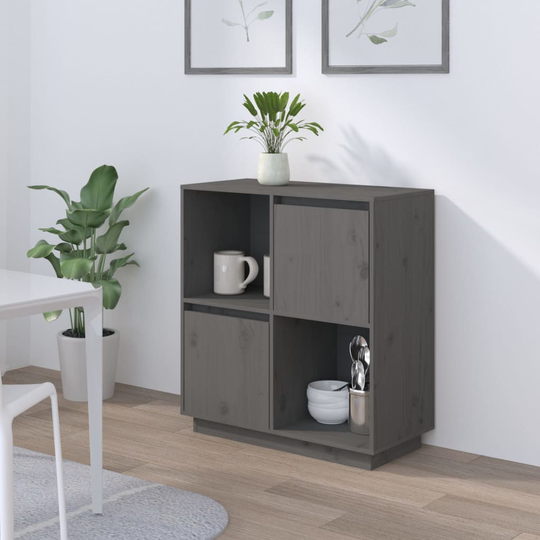 vidaXL Senkki harmaa 74x35x80 cm täysi mänty