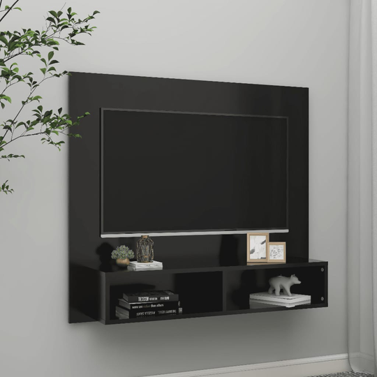 vidaXL TV-taso seinälle musta 102x23,5x90 cm lastulevy