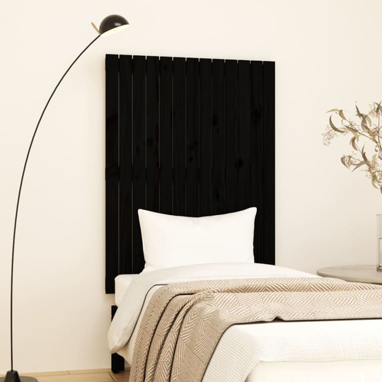 vidaXL Sängynpääty seinälle musta 82,5x3x110 cm täysi mänty