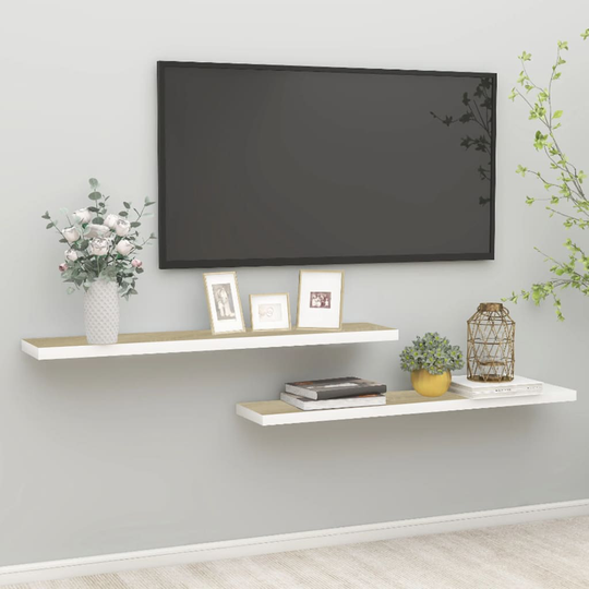 vidaXL Kelluvat seinähyllyt 2kpl tammi ja valkoinen 120x23,5x3,8cm MDF