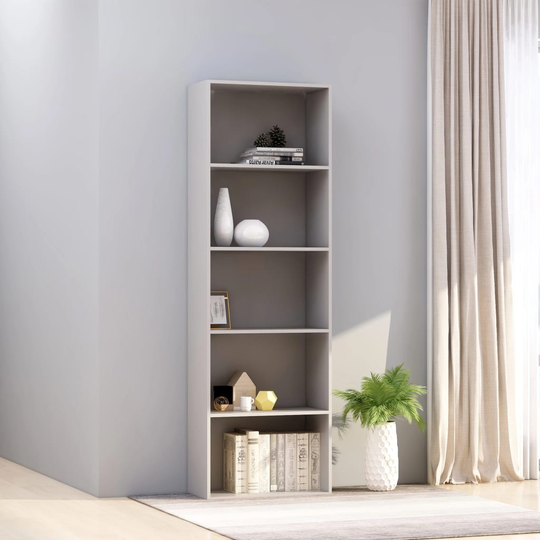 vidaXL 5-tasoinen kirjahylly harmaa 60x30x189 cm lastulevy
