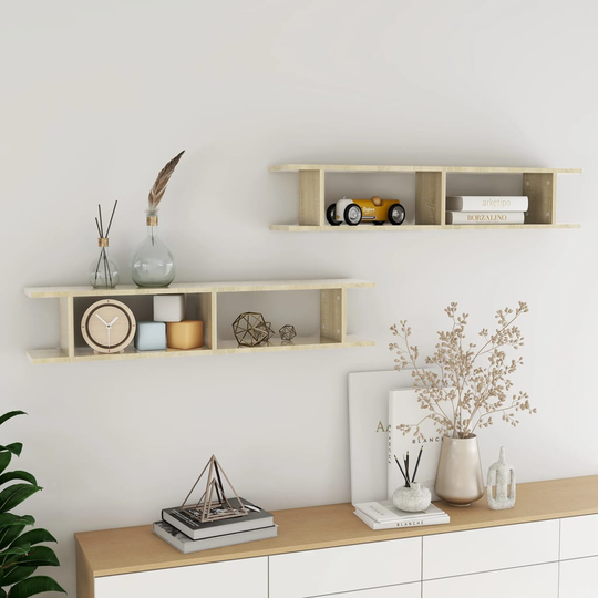vidaXL Seinähyllyt 2 kpl Sonoma-tammi 105x18x20 cm lastulevy
