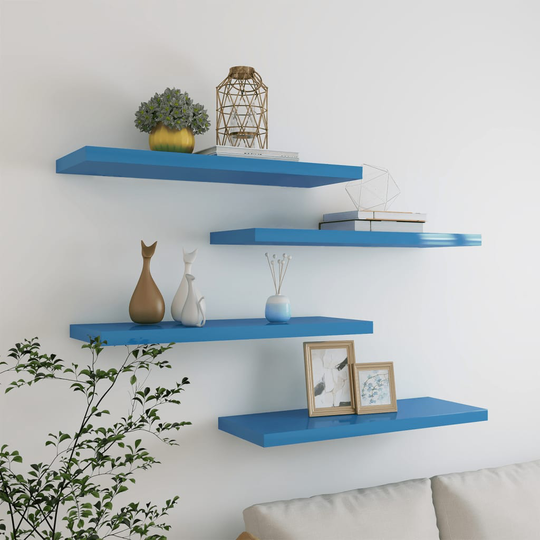 vidaXL Kelluvat seinähyllyt 4 kpl sininen 80x23,5x3,8 cm MDF