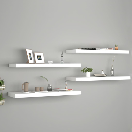 vidaXL Kelluvat seinähyllyt 4 kpl valkoinen 80x23,5x3,8cm MDF