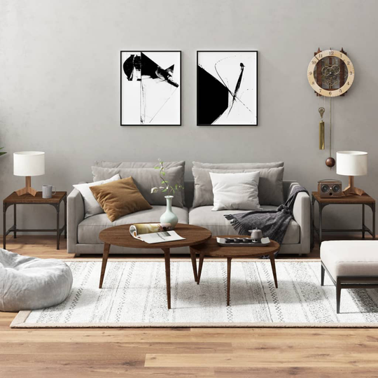 vidaXL Sivupöydät 2kpl ruskea tammi 40x40x35 cm tekninen puu