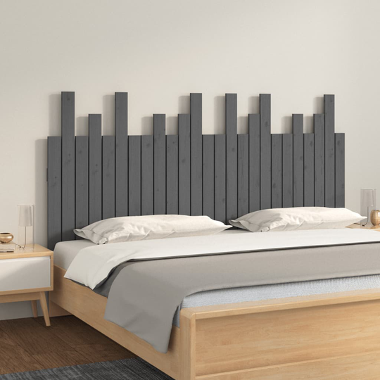 vidaXL Sängynpääty seinälle harmaa 159,5x3x80 cm täysi mänty