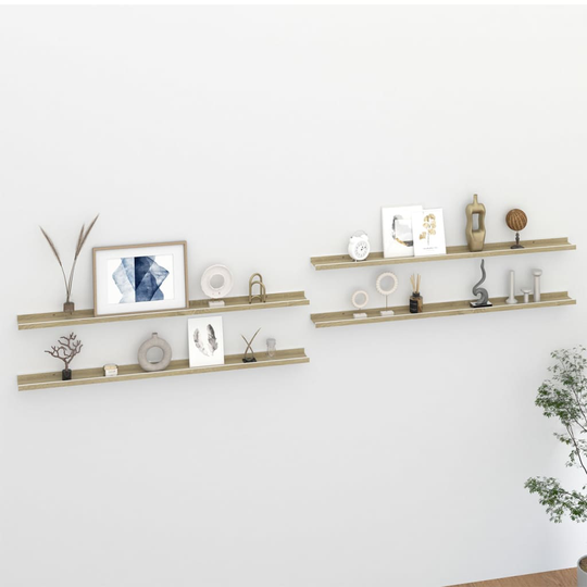 vidaXL Seinähyllyt 4 kpl valkoinen ja Sonoma-tammi 115x9x3 cm