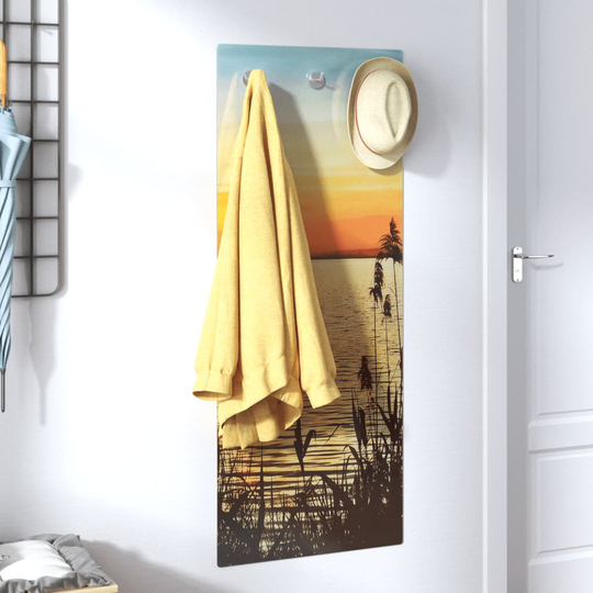 vidaXL Seinäkiinnitettävä naulakko 125x50 cm karkaistu lasi maisema