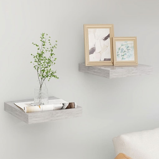 vidaXL Kelluvat seinähyllyt 2 kpl betoninharmaa 23x23,5x3,8 cm MDF