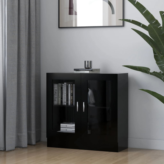 vidaXL Vitriinikaappi musta 82,5x30,5x80 cm lastulevy