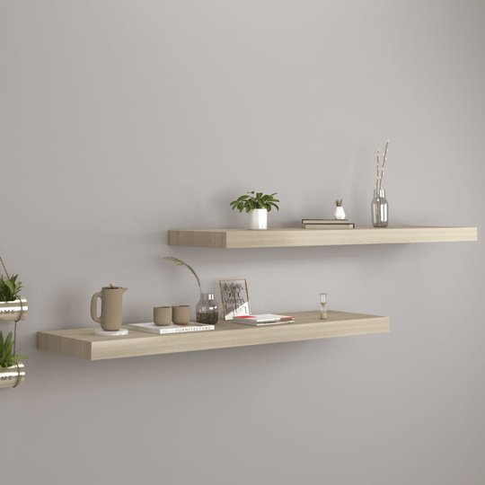 vidaXL Kelluvat seinähyllyt 2 kpl tammi 90x23,5x3,8 cm MDF