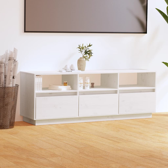 vidaXL TV-taso valkoinen 140x37x50 cm täysi mänty