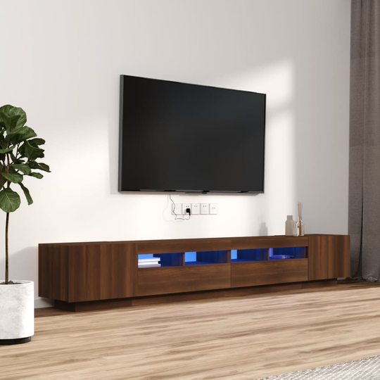 vidaXL 3-osainen TV-kaappisarja LED-valoilla ruskea tammi tekninen puu