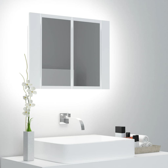 vidaXL Kylpyhuoneen LED peilikaappi valkoinen 60x12x45 cm akryyli
