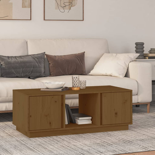 vidaXL Sohvapöytä hunajanruskea 110x50x40 cm täysi mänty