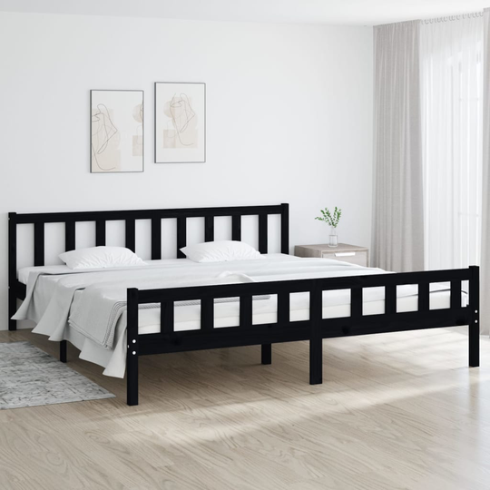 vidaXL Sängynrunko musta täysi puu 200 x 200 cm