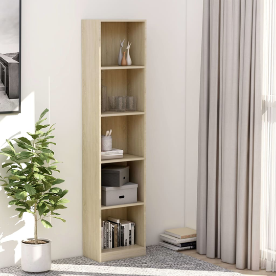 vidaXL 5-tasoinen kirjahylly Sonoma tammi 40x24x175 cm lastulevy