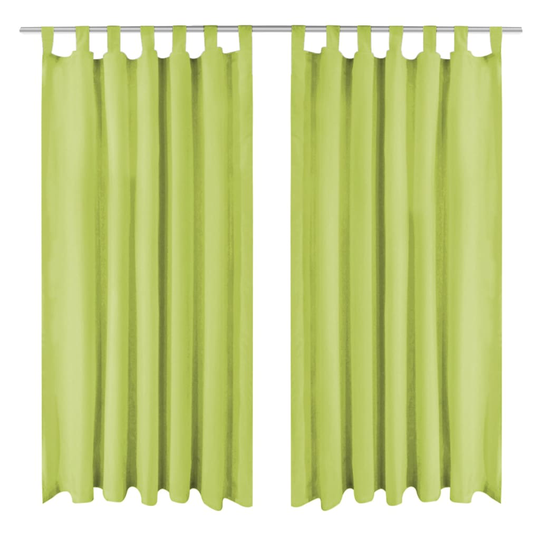 vidaXL Mikro-satiiniverhot silmukoilla 2 kpl 140x245 cm Vihreä
