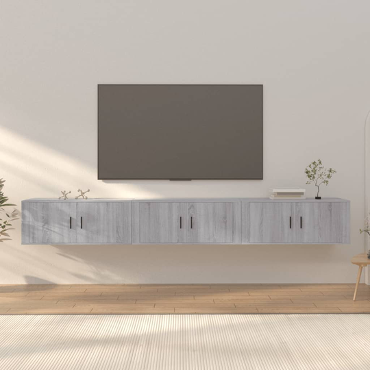 vidaXL Seinäkiinnitettävät TV-kaapit 3 kpl harm. Sonoma 100x34,5x40 cm