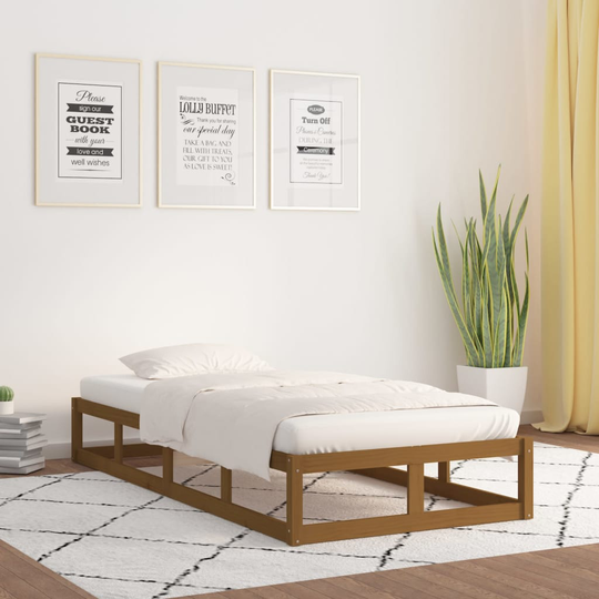 vidaXL Sängynrunko hunajanruskea 90x200 cm täysi puu